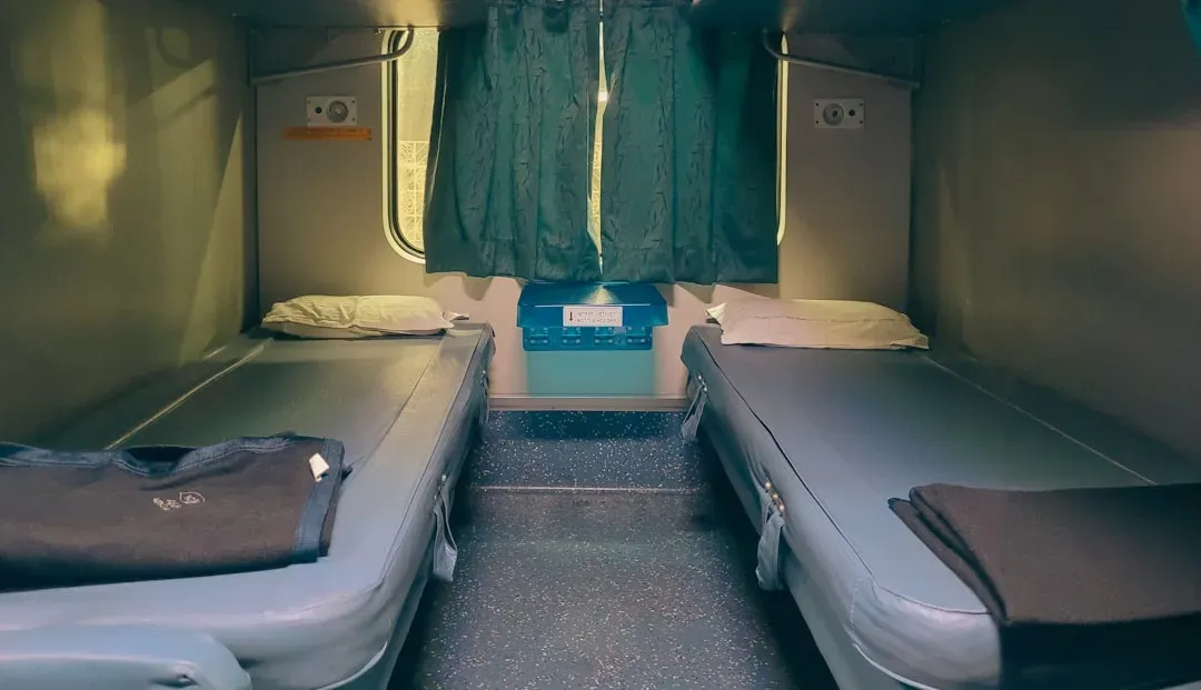 Egyptian National Railways sleeper train at night
